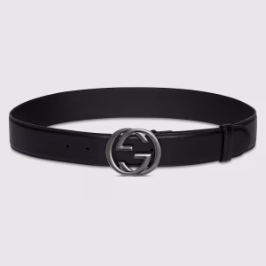 Ceinture avec boucle GG enlacés (Noir)