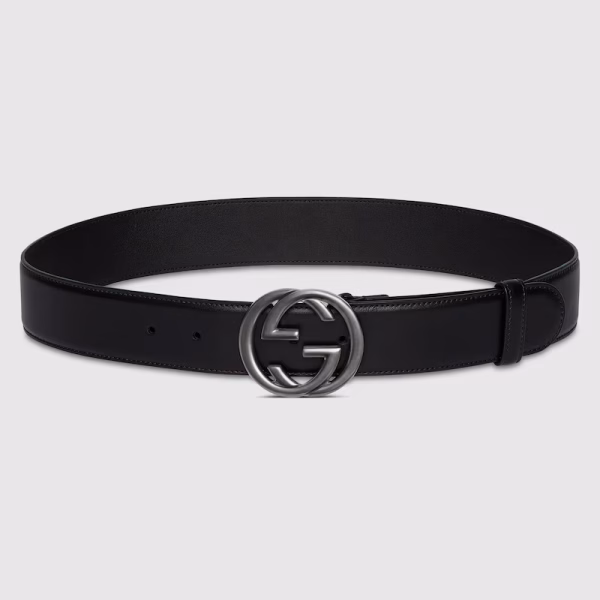Ceinture avec boucle GG enlacés (Noir)