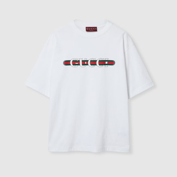 T-shirt en jersey de coton avec imprimé (Blanc)