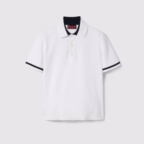 Polo en maille de coton avec intarsia