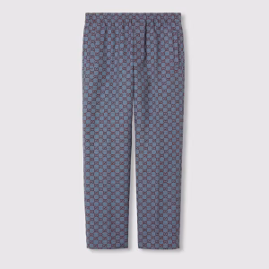 Pantalon décontracté en laine pied-de-poule GG