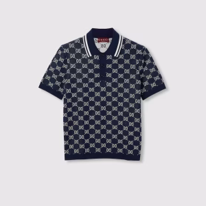 Polo en jacquard de maille de coton GG