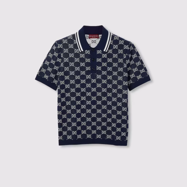 Polo en jacquard de maille de coton GG