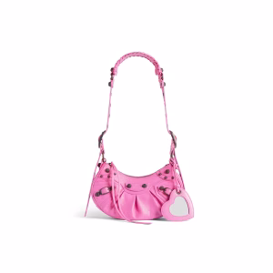 Sac Porté Épaule Le Cagole Xs pour Femme en Rose Brillant