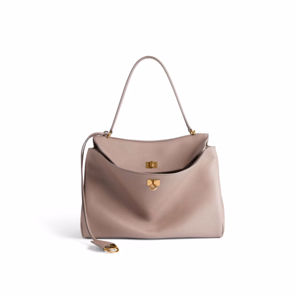 Sac À Main Rodeo Moyen Cuir De Veau Grainé pour Femme en Sésame